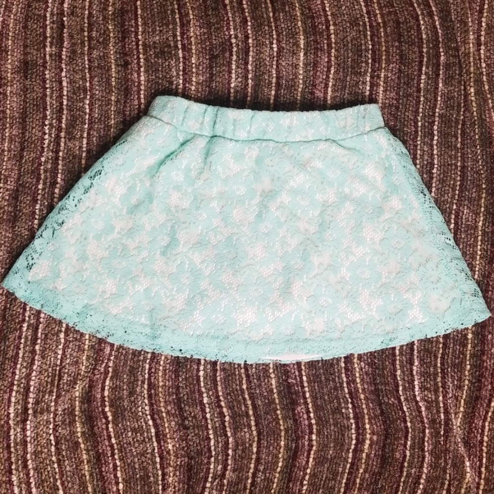 Girls Teal & Cream lace Skort